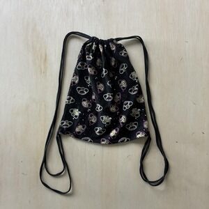 Bobby Jack Backpack Black 13" Girls Cotton Character Cartoon Drawstring Bag